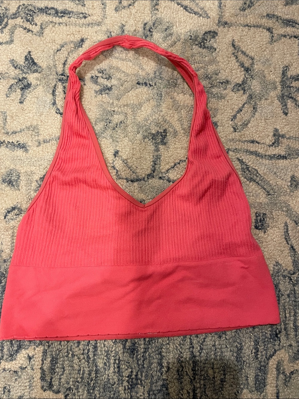 Anthropologie Ribbed Halter Bralette in Coral